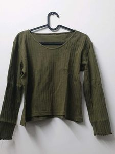 Olive Green Long Sleeve Top