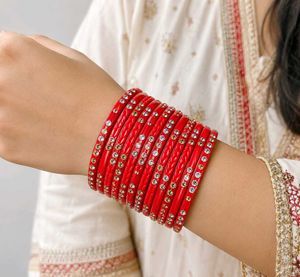Red Crystal Embellished Bangles