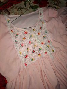 Pretty Pink Embroidered Dress with Tassels