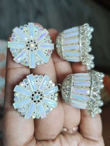 Exquisite White Jhumka Earrings