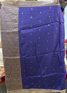Purple Saree with Gold Border and Blouse