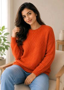 Cozy Orange Knit Sweater