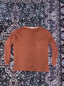 Brown Long Sleeve Pocket Tee