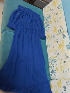 Royal Blue Off-Shoulder Maxi Dress