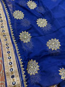 Royal Blue Saree with Embellished Blouse