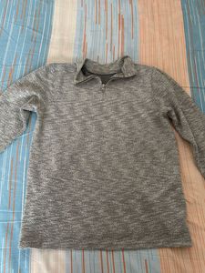 Grey Glittery Ribbed Turtleneck Top