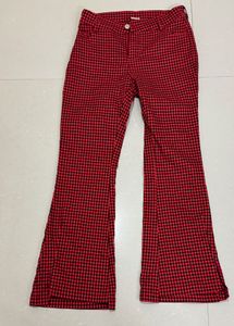 Red Gingham Bell Bottom Pants