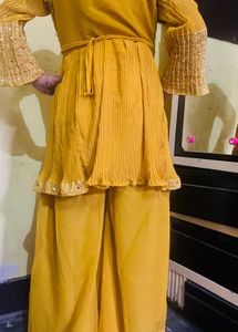 yellow haldi dress for girls