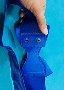 Blue Elastic Belt with Bow Accent