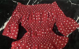 Red Polka Dot Off-Shoulder Top