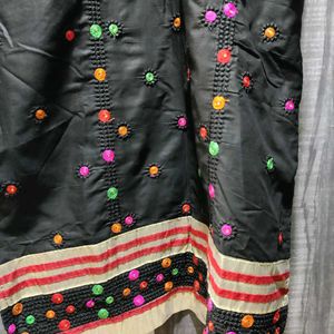 Black Kurta Set with Colorful Embroidery