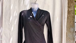 11254. Black Sparkly Wrap Top