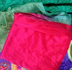 Emerald Green &amp; Crimson Red Anarkali Suit Set