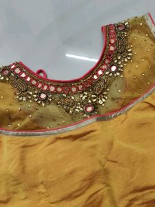 Embellished Yellow Silk Blouse