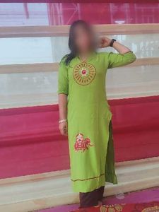 Green Embroidered Kurta with Elephant Motif