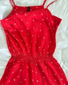 Red Anchor Print Jumpsuit