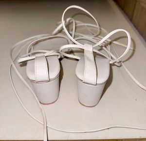 White Lace-Up Strappy Flat Sandals