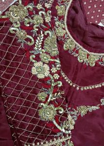 Maroon Embroidered Kurta Set