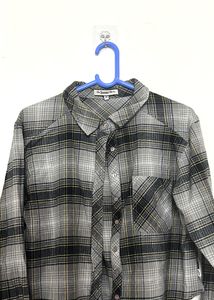 Women Grey & Black Pure Cotton  Shirt