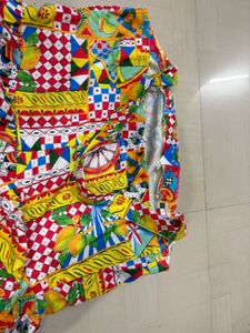 Vibrant Print Strapless Summer Dress