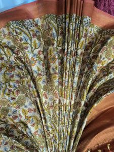 Elegant softy silk saree kalamkari print design