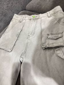 Light Grey Denim Cargo Pants