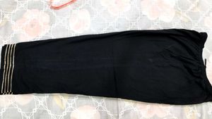 Elegant Black Palazzo with Gold Trim lace design