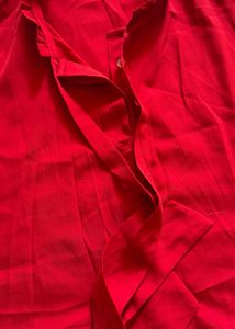 Modest Red V-Neck Top