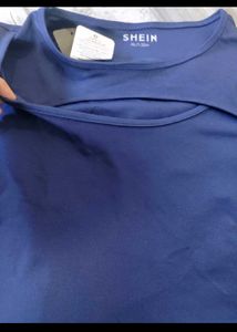 Navy Blue Cut-Out Crop Top