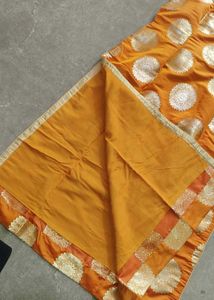 Orange Brocade Kurta with Pants