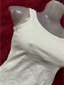 Cream Ribbed Tank Top