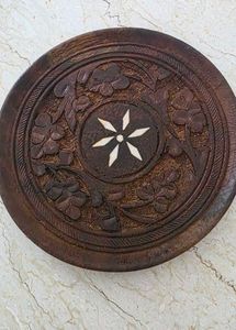Hand Carved Wooden Decorative Plate