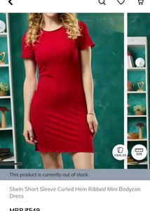 Red Ribbed Mini Bodycon Dress