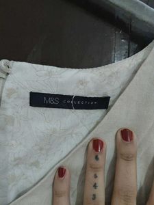 BEIGE ONE PIECE DRESS ( KNEE LENGTH )