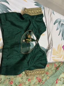 Elegant Green Floral Embroidered Saree