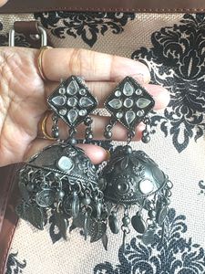 Antique Silver Jhumka Earrings