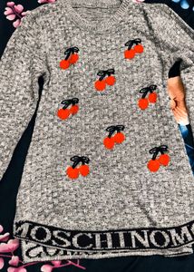 Cute Cherry Embroidered Sweater