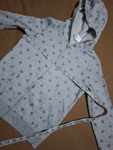 Cute Grey Heart Zip-Up Hoodie