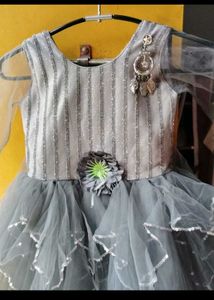 Sparkling Grey Party Gown for Girls