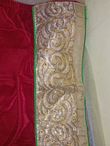 Maroon N Golden Colour Full Party Wear Net Saree With Beautiful Golden Border