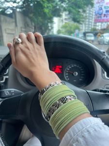 Green & Silver Bangle Set