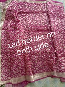 Elegant rani Pink Banarasi Silk Saree