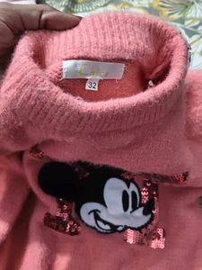 Adorable Pink Mickey Mouse Sequin Sweater