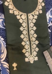 Premium Dark Green Embroidered Suit Set | Elegant