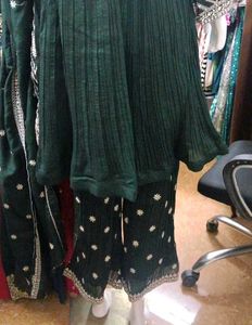 Elegant Dark Green Embroidered Kurta Set
