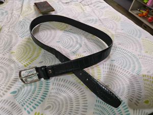 Classic Black Crocodile Print Belt