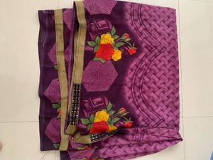 Beautiful Purple Floral Print Saree