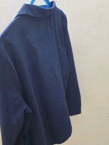 Chic Navy Blue Button-Up Top