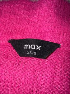 Fuzzy Pink Polo Neck Top