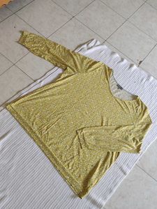 Yellow Floral Print Long Sleeve Top